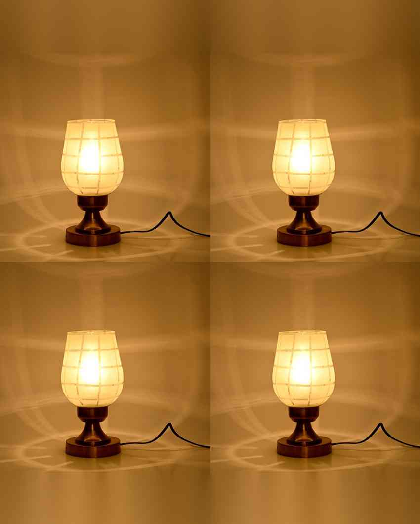 Zinnias Designer LED Compatible Table Lamp With Glass Shade | 4 x 10 inches