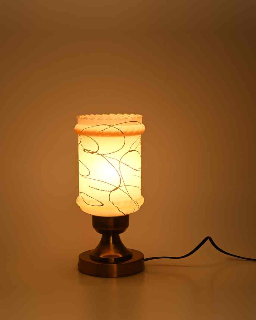 Geranios Designer LED Compatible Table Lamp With Glass Shade | 4 x 11 inches