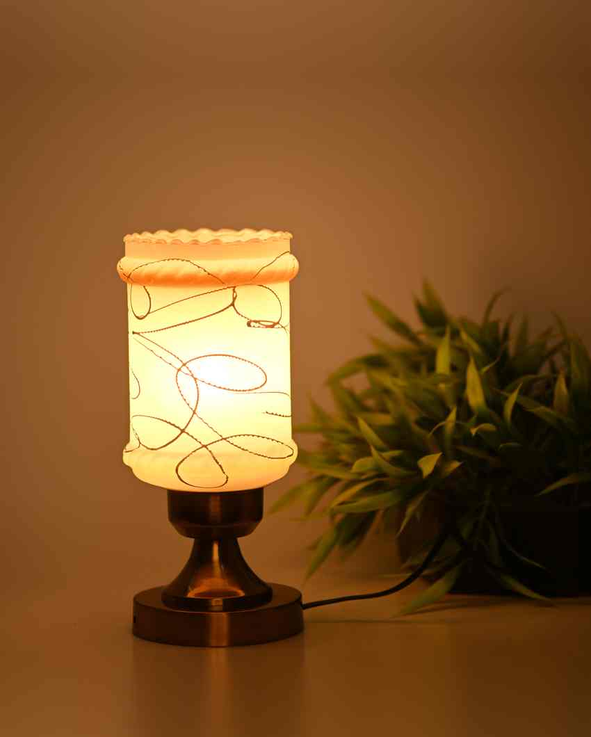 Geranios Designer LED Compatible Table Lamp With Glass Shade | 4 x 11 inches