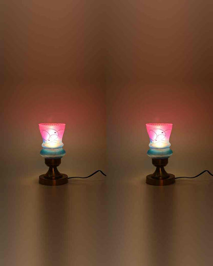 Zinniya Designer LED Compatible Table Lamp With Glass Shade | 4 x 10 inches