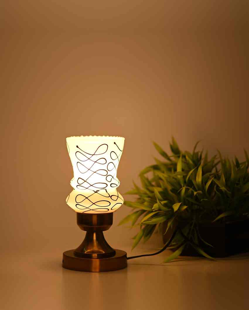 Giglio Designer LED Compatible Table Lamp With Glass Shade | 4 x 10 inches