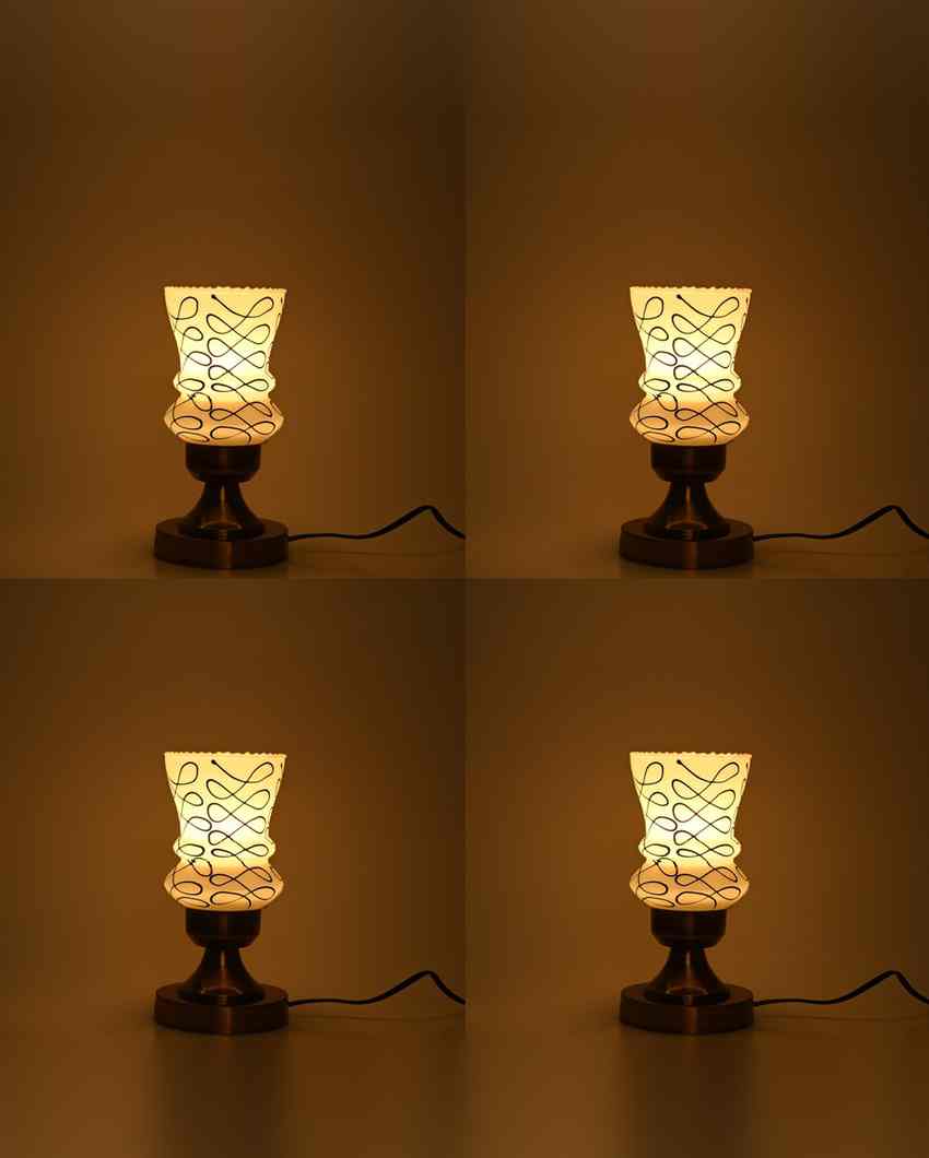 Giglio Designer LED Compatible Table Lamp With Glass Shade | 4 x 10 inches