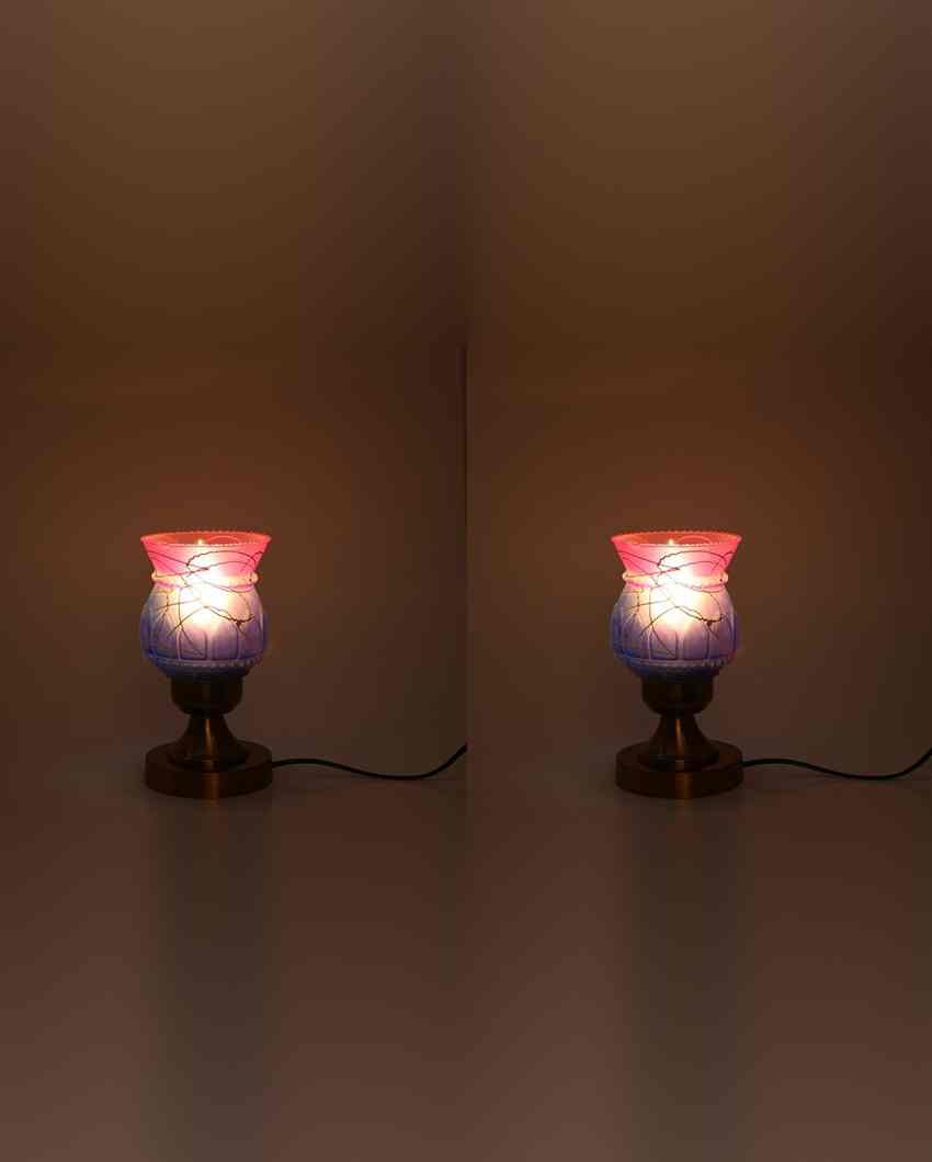 Calendula Designer LED Compatible Table Lamp With Glass Shade | 4 x 10 inches