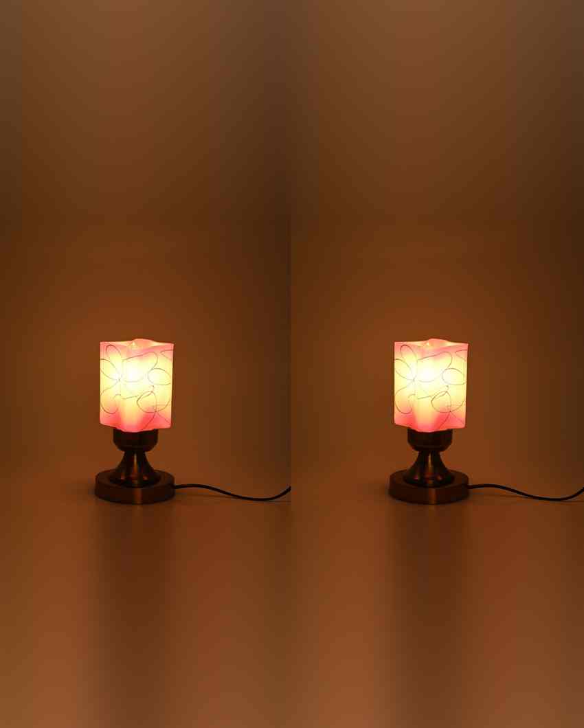 Begonia Designer LED Compatible Table Lamp With Glass Shade | 4 x 9 inches