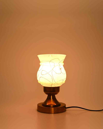 Camelie Designer LED Compatible Table Lamp With Glass Shade | 4 x 10 inches