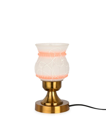 Camelie Designer LED Compatible Table Lamp With Glass Shade | 4 x 10 inches