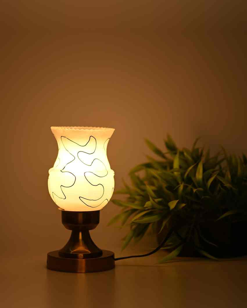 Lotus Decorative Home LED Compatible Stylish Night Table Lamp | 4 x 10 inches