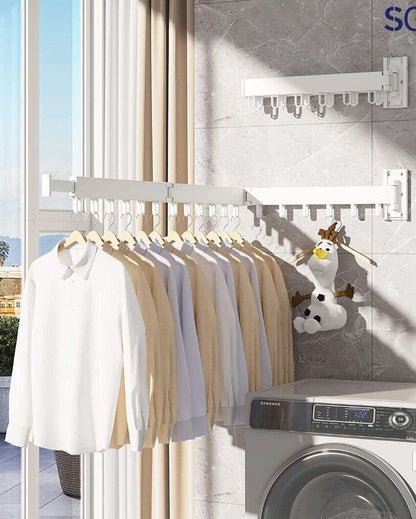 Wall Mounted Premium Foldable 3 Poles Aluminium Clothes Drying Rack | 18 Hooks | 3 x 51 inches