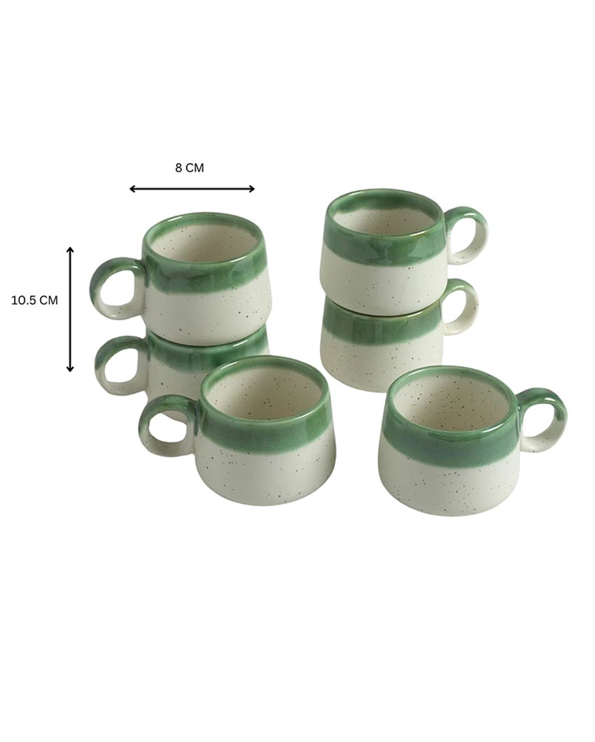 Premium Double Tone Ceramic Tea & Coffee Cups | Set of 6 | 4 x 3 x 2 inches