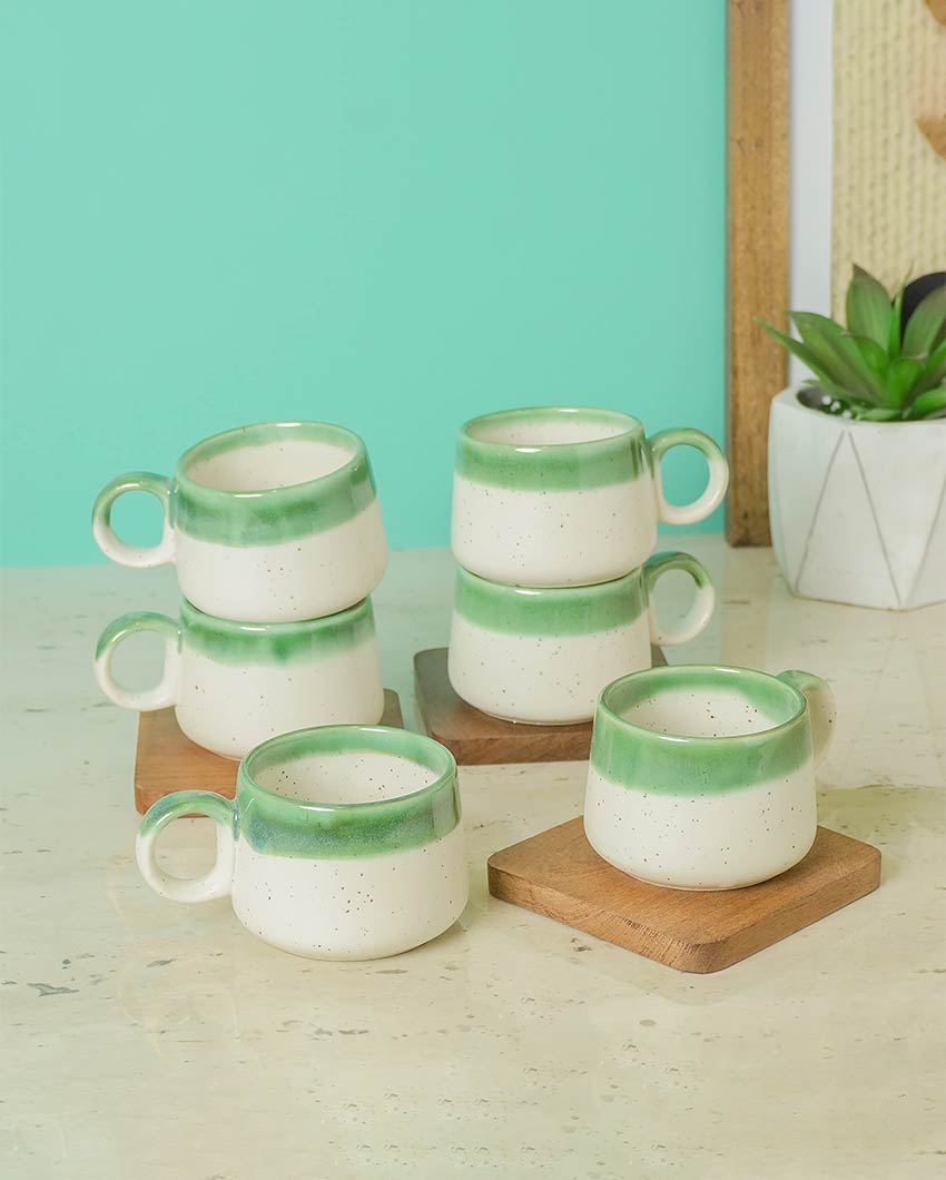 Premium Double Tone Ceramic Tea & Coffee Cups | Set of 6 | 4 x 3 x 2 inches