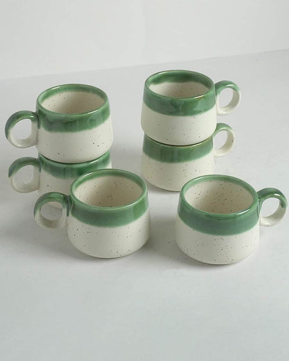 Premium Double Tone Ceramic Tea & Coffee Cups | Set of 6 | 4 x 3 x 2 inches