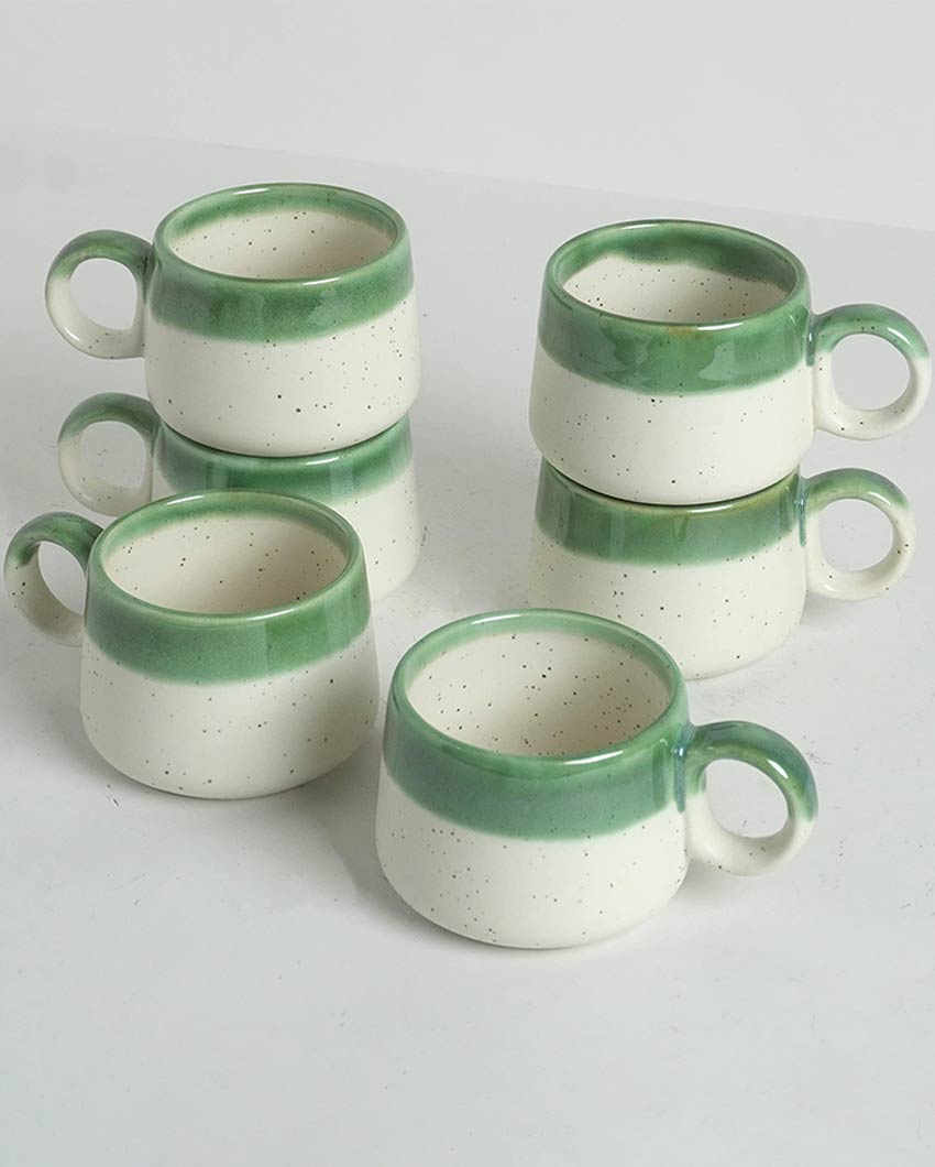 Premium Double Tone Ceramic Tea & Coffee Cups | Set of 6 | 4 x 3 x 2 inches