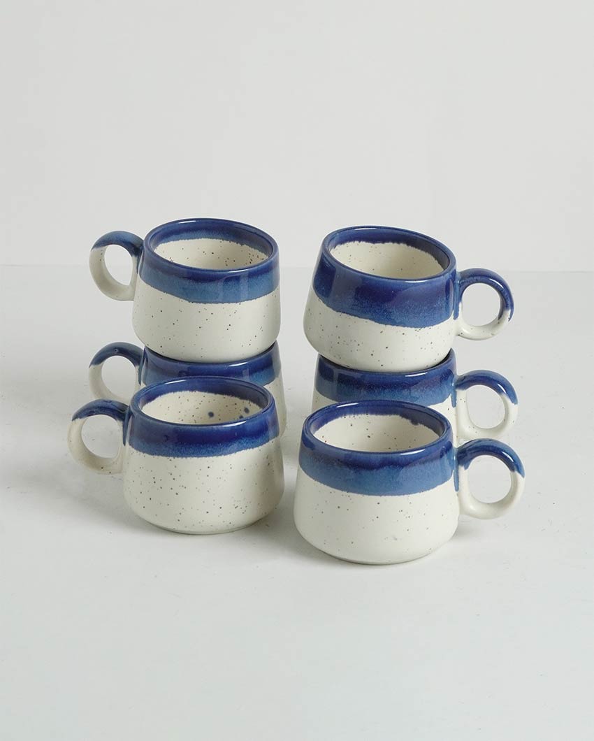 Premium Double Tone Ceramic Tea & Coffee Cups | Set of 6 | 4 x 3 x 2 inches