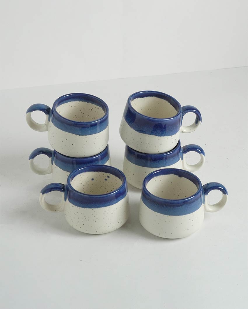 Premium Double Tone Ceramic Tea & Coffee Cups | Set of 6 | 4 x 3 x 2 inches