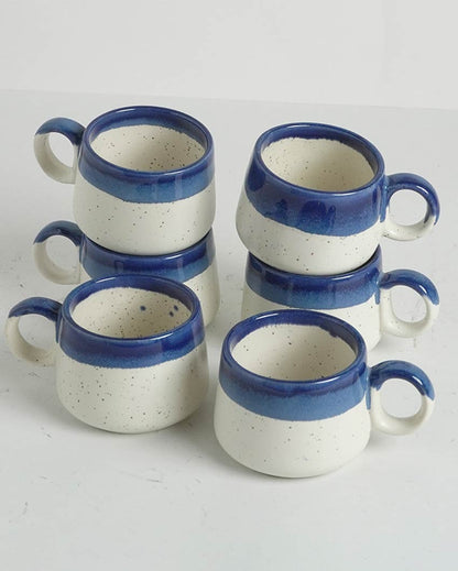 Premium Double Tone Ceramic Tea & Coffee Cups | Set of 6 | 4 x 3 x 2 inches