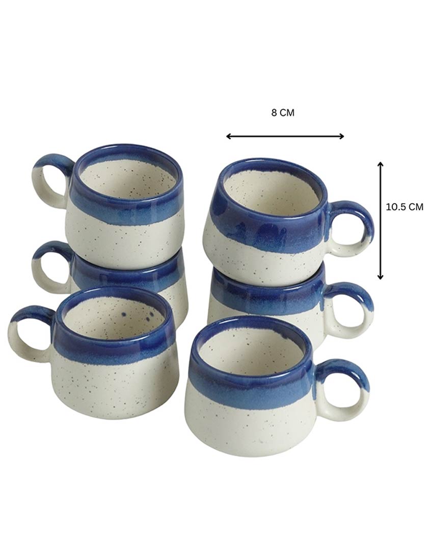 Premium Double Tone Ceramic Tea & Coffee Cups | Set of 6 | 4 x 3 x 2 inches