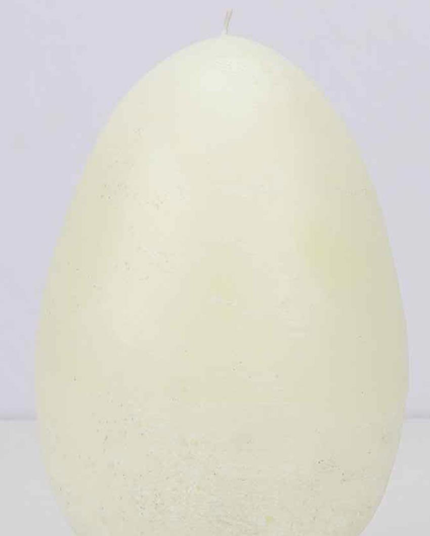 Ivory Off-White Egg-Shaped Candle | 6 x 8 inches