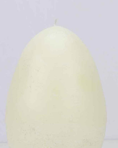 Ivory Off-White Egg-Shaped Candle | 6 x 8 inches