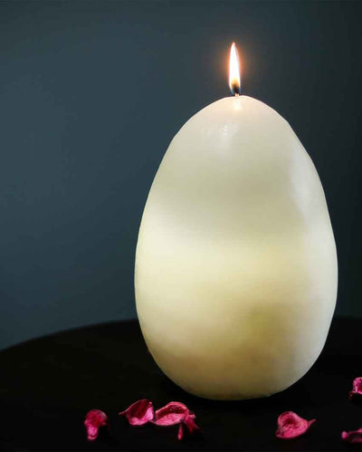 Ivory Off-White Egg-Shaped Candle | 6 x 8 inches