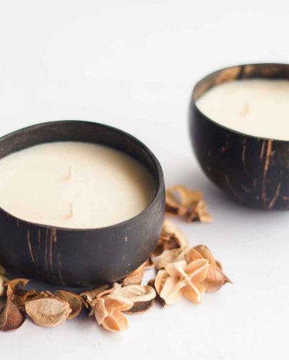 Organic Coconut Shell Candle | Set of 2 | 4 x 2 inches