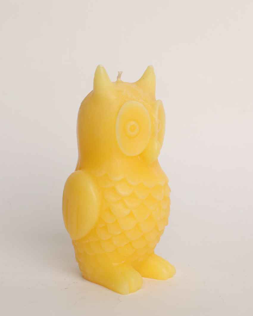 Wise Owl Yellow Decorative Candle | 2 x 4 inches