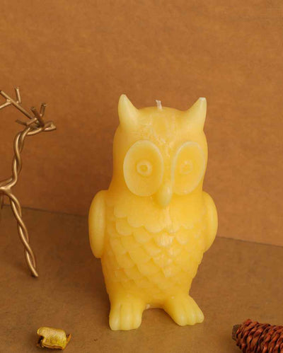 Wise Owl Yellow Decorative Candle | 2 x 4 inches