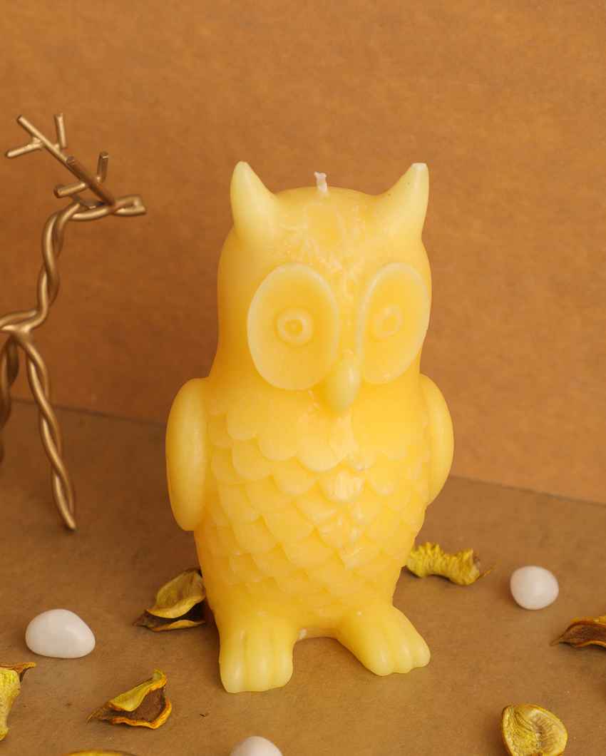 Wise Owl Yellow Decorative Candle | 2 x 4 inches