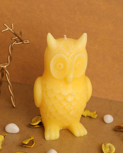 Wise Owl Yellow Decorative Candle | 2 x 4 inches