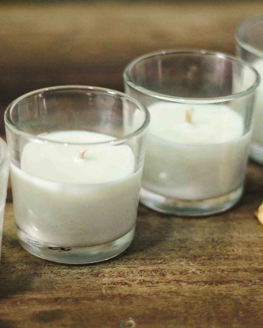 Jasmine Scented Glass Votive Candle | Set of 4 | 5 x 6 inches