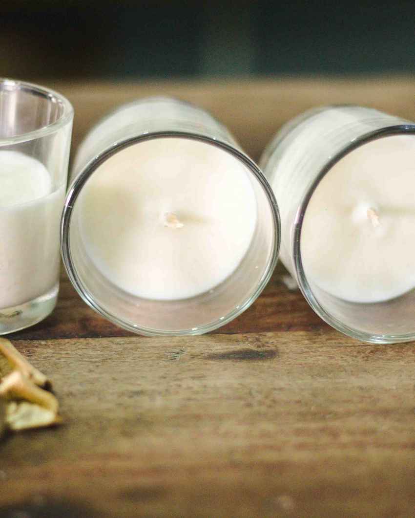 Jasmine Scented Glass Votive Candle | Set of 4 | 5 x 6 inches