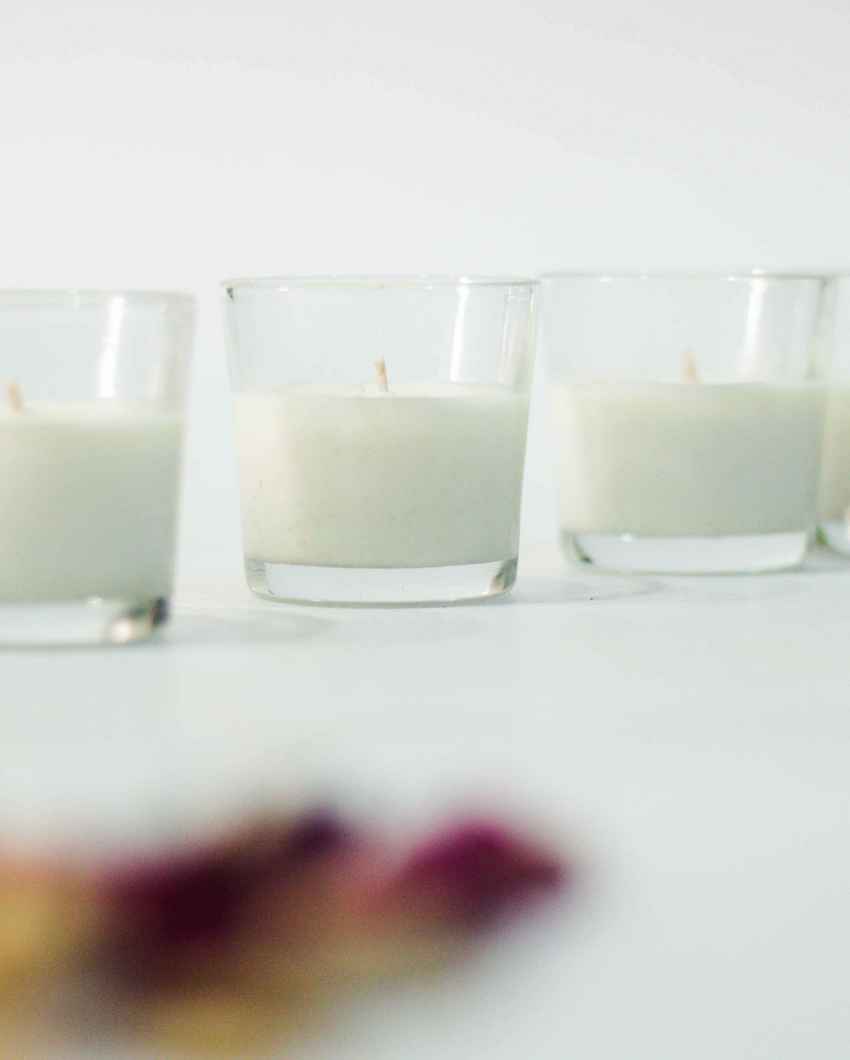 Jasmine Scented Glass Votive Candle | Set of 4 | 5 x 6 inches