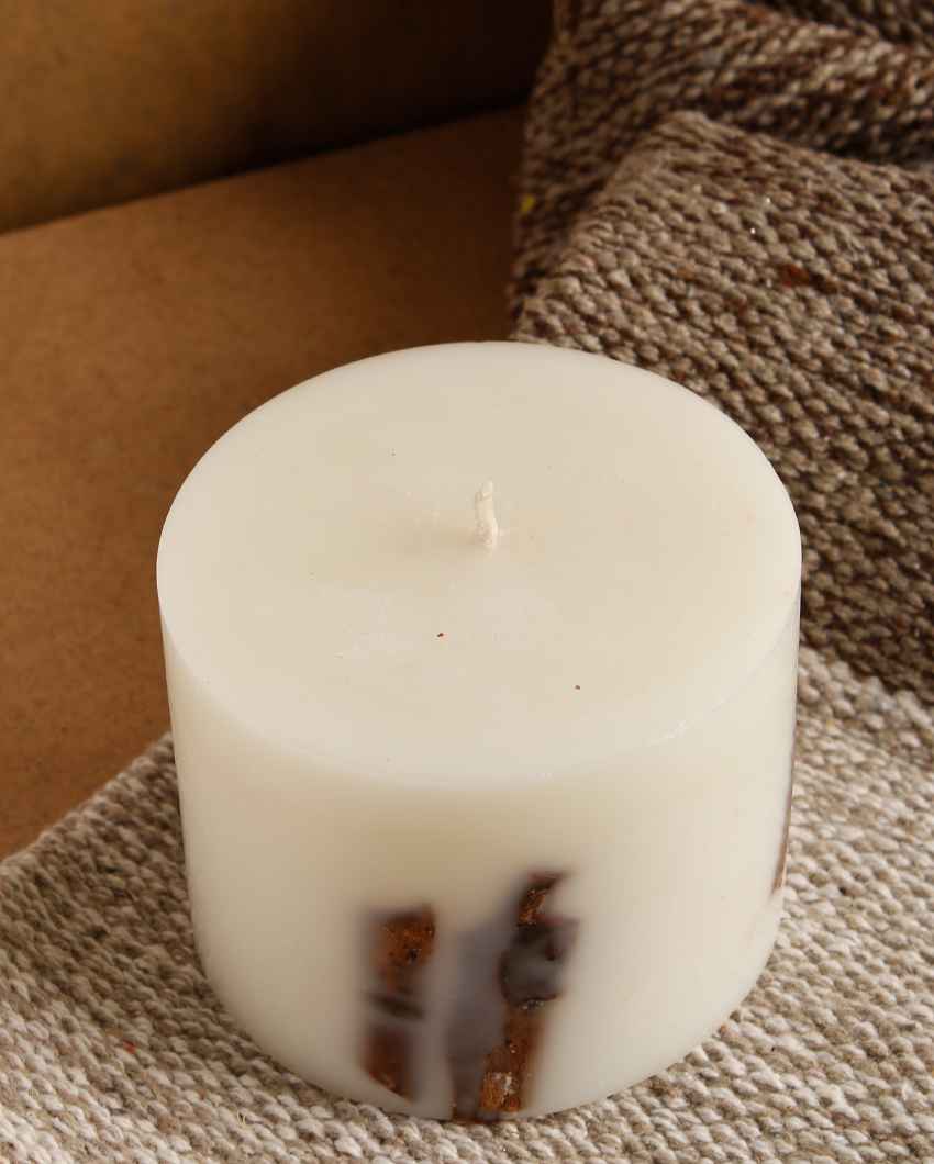 Cinnamon Scented White Pillar Candle | 4 x 3 inches