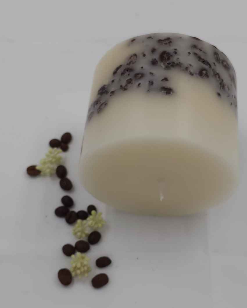 Coffee Scented White Pillar Candle | 4 x 3 inches