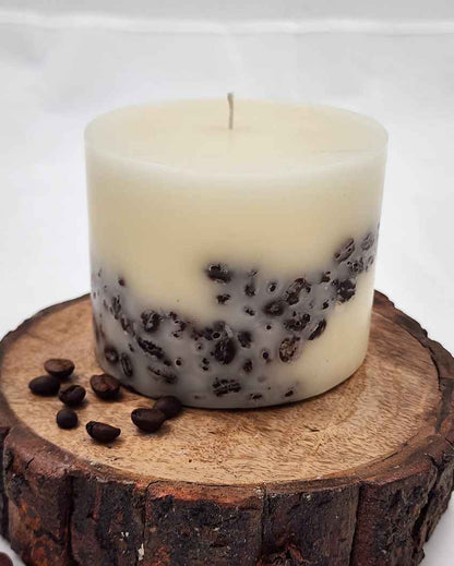 Coffee Scented White Pillar Candle | 4 x 3 inches