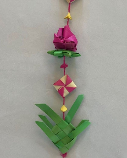 Festival Decoration Hand Made Palm Leaf Fish & Lotus Hanging