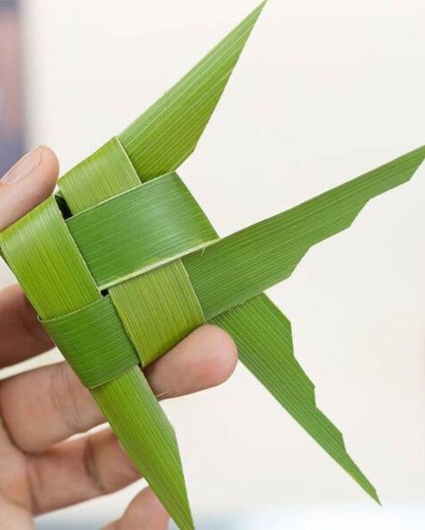 Festival Decoration Hand Made Palm Leaf Fish & Lotus Hanging