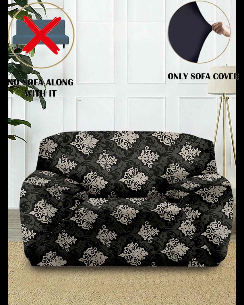 ONLY SOFA COVER | Elegant Black Ethnic Print Single Seater Polyester Sofa Cover | 35 x 55 inches