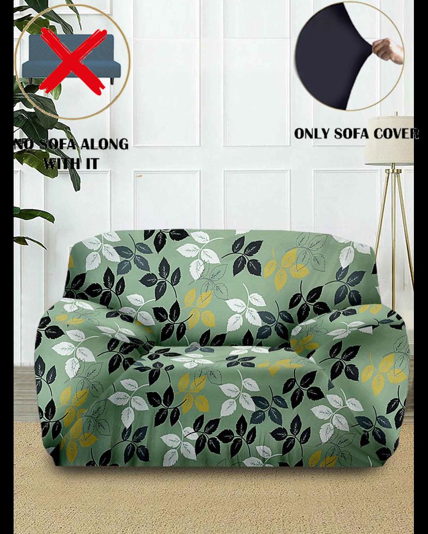 ONLY SOFA COVER | Olive Green Nature Print Single Seater Polyester Sofa Cover | 35 x 55 inches