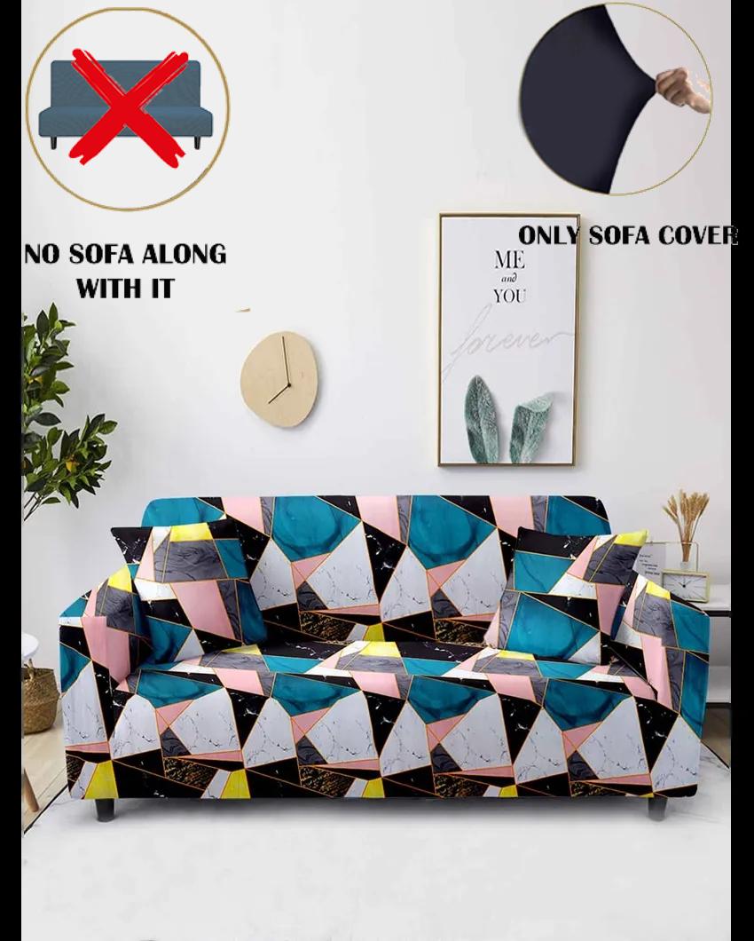 ONLY SOFA COVER | Geometric Print Three Seater Polyester Sofa Cover | 77 x 91 inches