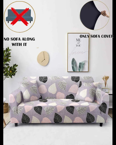 ONLY SOFA COVER | Lavender Quirky Print Three Seater Polyester Sofa Cover | 77 x 91 inches