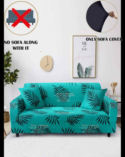 ONLY SOFA COVER | Turquoise Blue Quirky Print Three Seater Polyester Sofa Cover | 77 x 91 inches