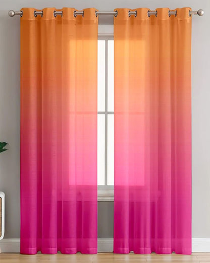 Vibrant Orange and Pink Curtain for a Bold Statement |  Set of 2