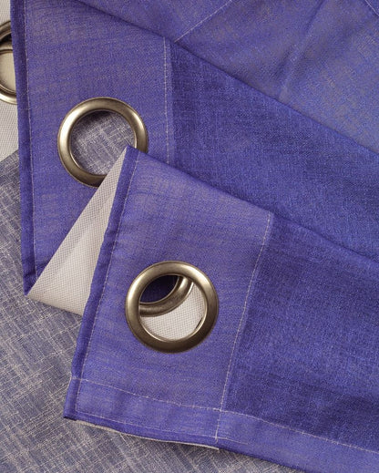 Modern Blue Curtain with Rich Purple Accents |  Set of 2