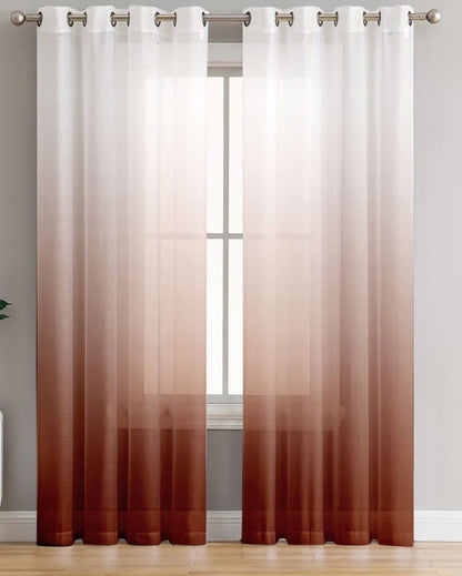 Chic White and Brown Curtain for a Classic Appeal |  Set of 2