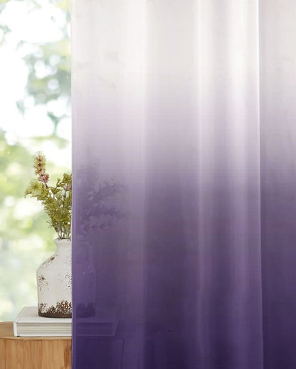 Playful White Curtain with Vibrant Purple Prints |  Set of 2