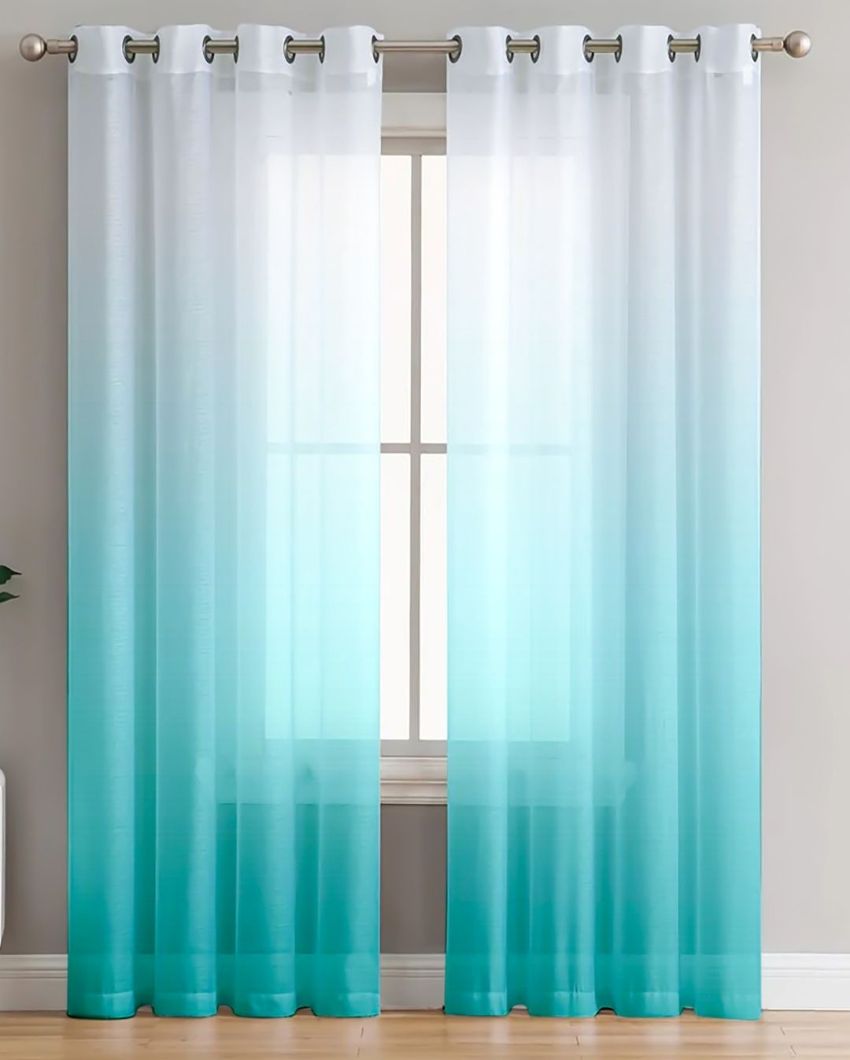 Chic White and Sky Blue Curtain for a Bright, Airy Space |  Set of 2