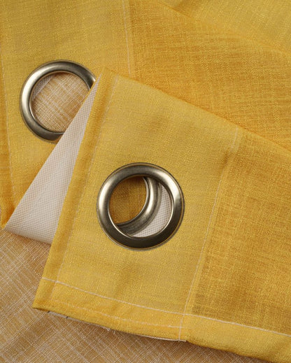 Elegant White Curtain with Cheerful Yellow Accents |  Set of 2