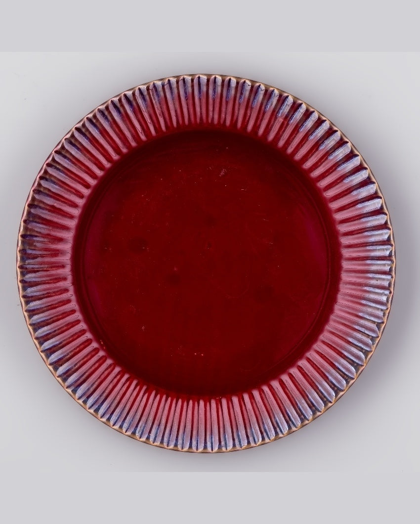 Vibrant Red Ceramic Dinner Plates | 7 inches