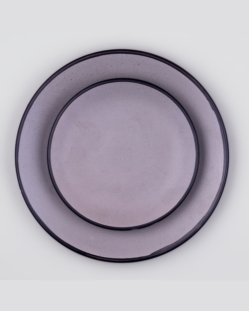 Sophisticated Dark Grey Ceramic Dinner Plates | Pack of 2