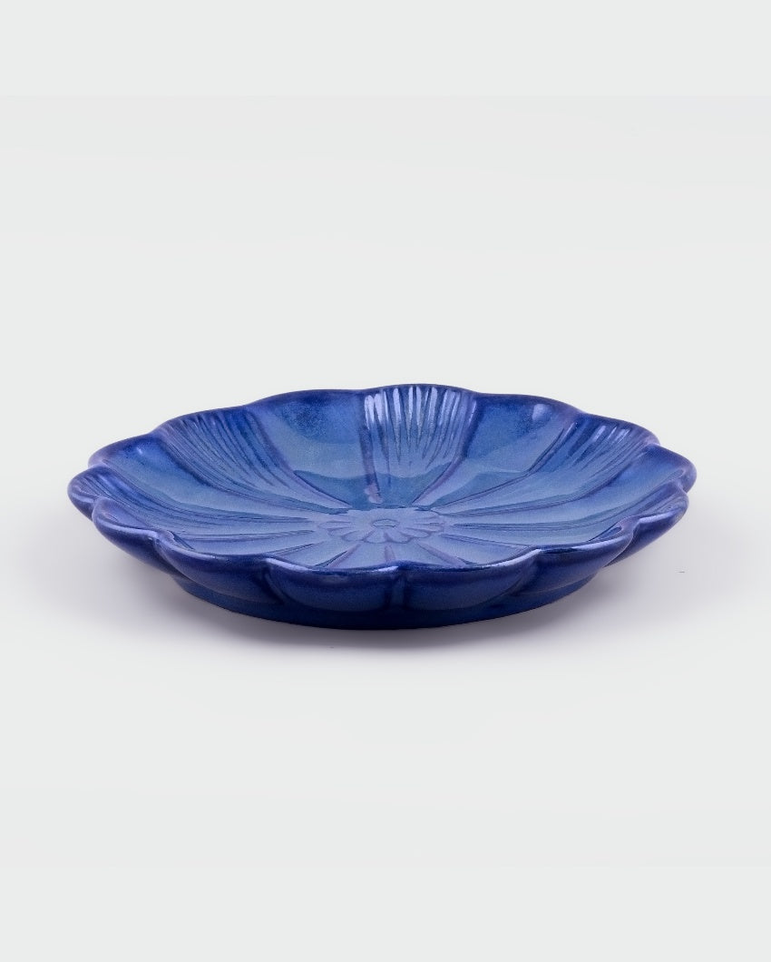 Striking Blue Ceramic Dinner Plates | 10 inches